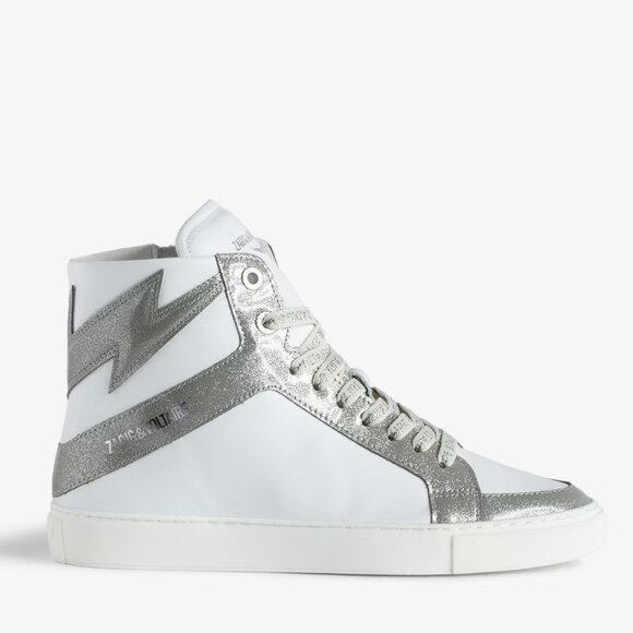 Zadig & Voltaire ZV1747 High Flash High-Top Sneakers Silver - Picture 3 of 16